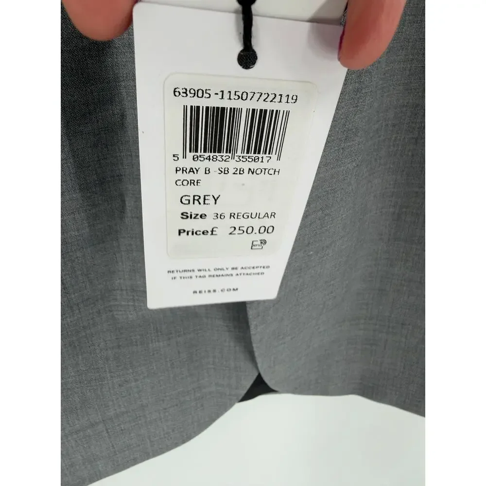 REISS Blazer Size 36 NEW Gray Pray Slim Fit Single Breasted Wool $250 Jacket